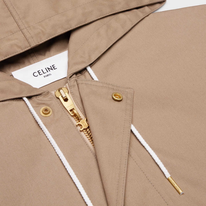 Celine Cropped Parka In Technical Pamuklu Kaban Bej Rengi | CL-592621