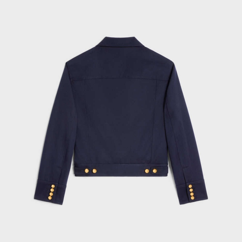Celine Cropped Saharienne In Diagonal Yün Mont Lacivert | CL-592646