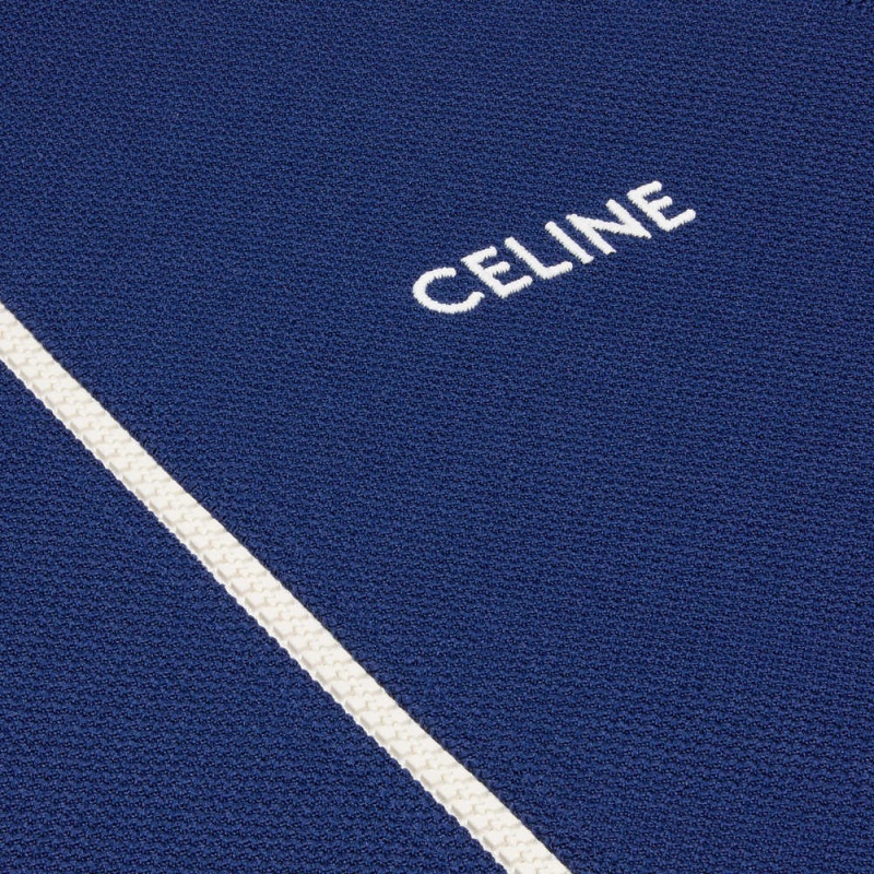 Celine Cropped Tracksuit In Texturized Jersey Mont Lacivert Beyaz | CL-592677