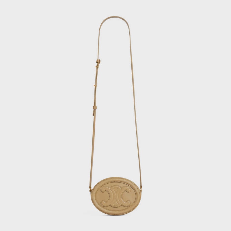 Celine Crossbody Oval Purse Cuir Triomphe In Smooth Calfskin Mini Çanta Zeytin Yeşili | CL-593046