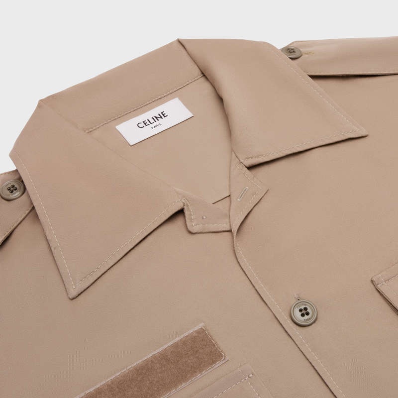 Celine Cırt Cırt In Pamuklu Linen Gömlek Bej Rengi | CL-592152