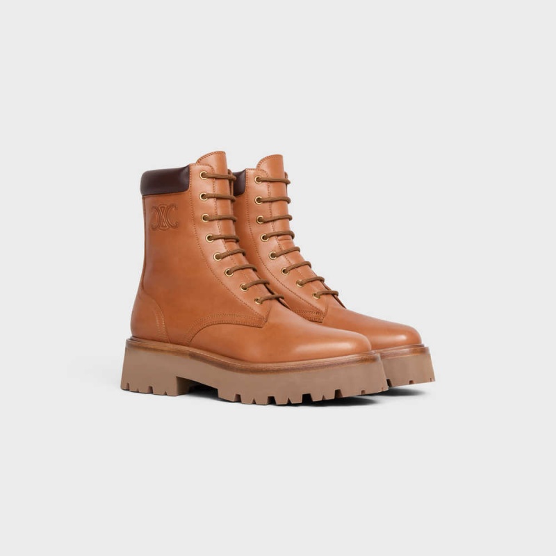 Celine Dantel-up With Triomphe Bulky In Calfskin Bot Kahverengi | CL-592509