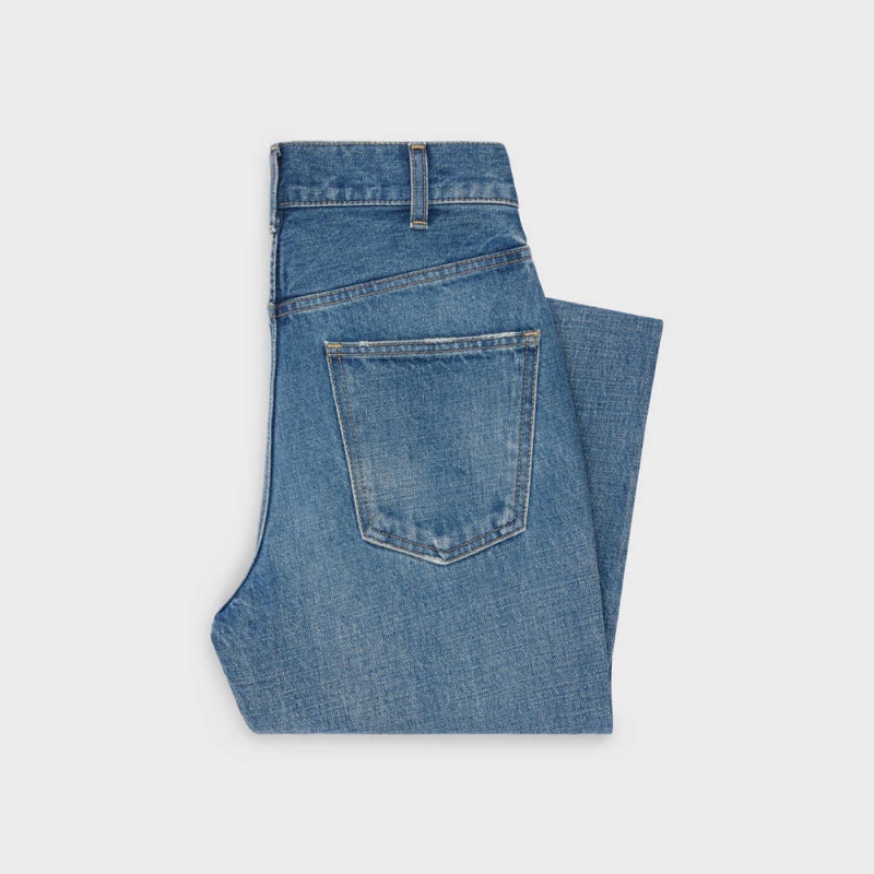 Celine Dylan Flared Jeans With Signature In Union Wash Denim Pantolon Açık Mavi | CL-592717