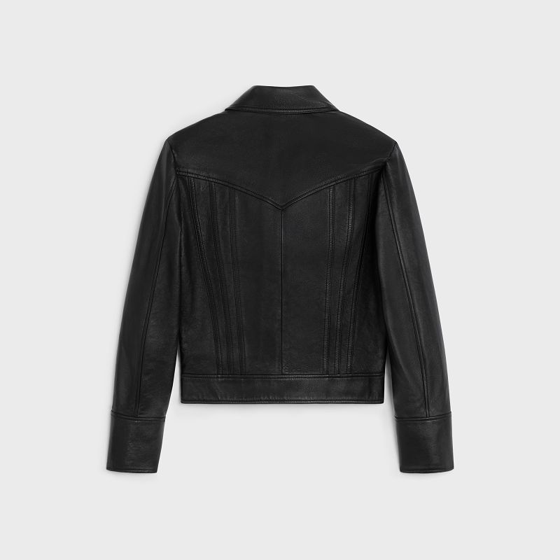 Celine Düz Blouson In Soft Leather Siyah | CL-591919