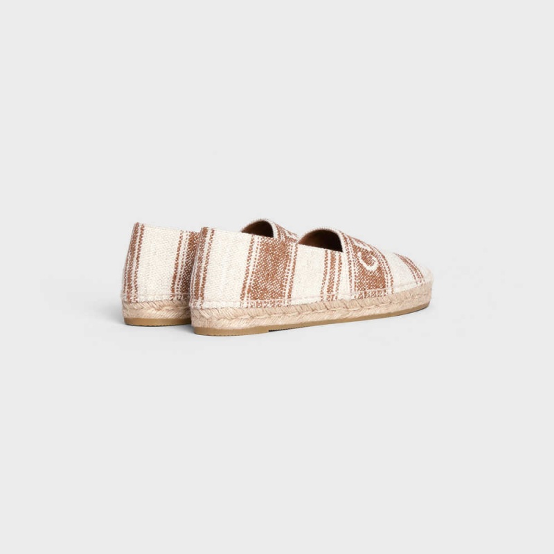 Celine Düz Espadril With Celine Signature In Kanvas Makosen Bej Rengi Kahverengi | CL-592539