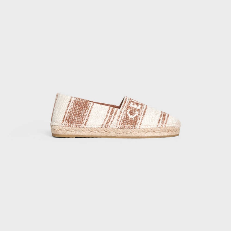 Celine Düz Espadril With Celine Signature In Kanvas Makosen Bej Rengi Kahverengi | CL-592539