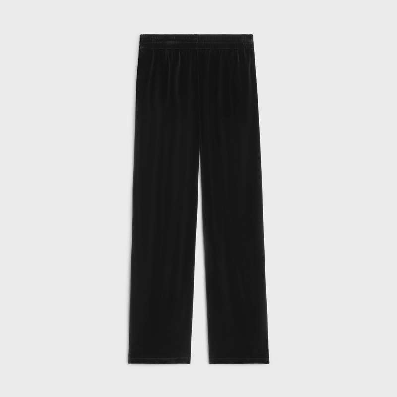 Celine Düz Parça In Velvet Jersey Pantolon Siyah Beyaz | CL-592038