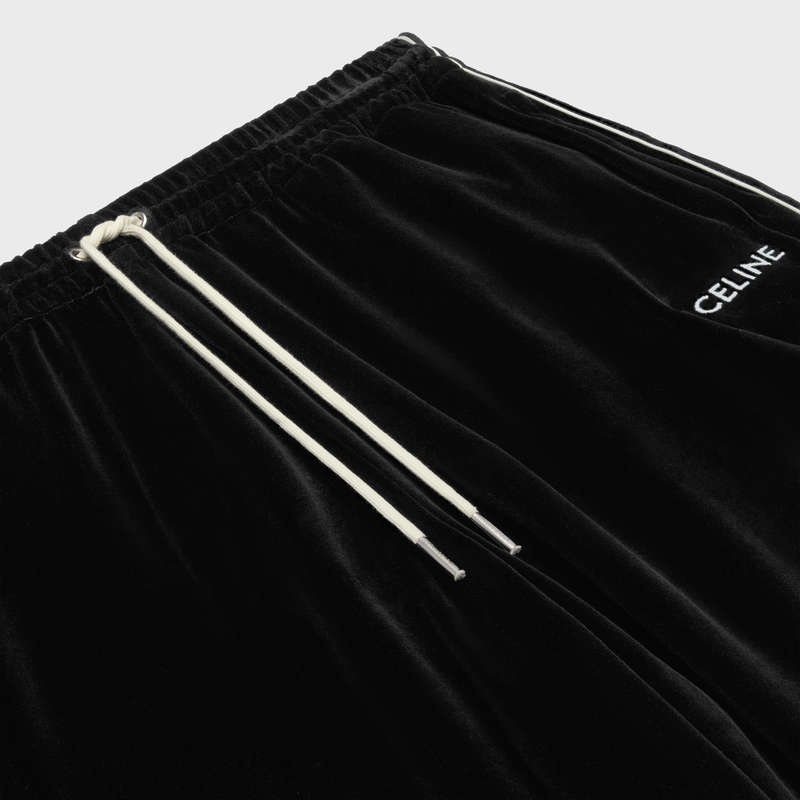 Celine Düz Parça In Velvet Jersey Pantolon Siyah Beyaz | CL-592038
