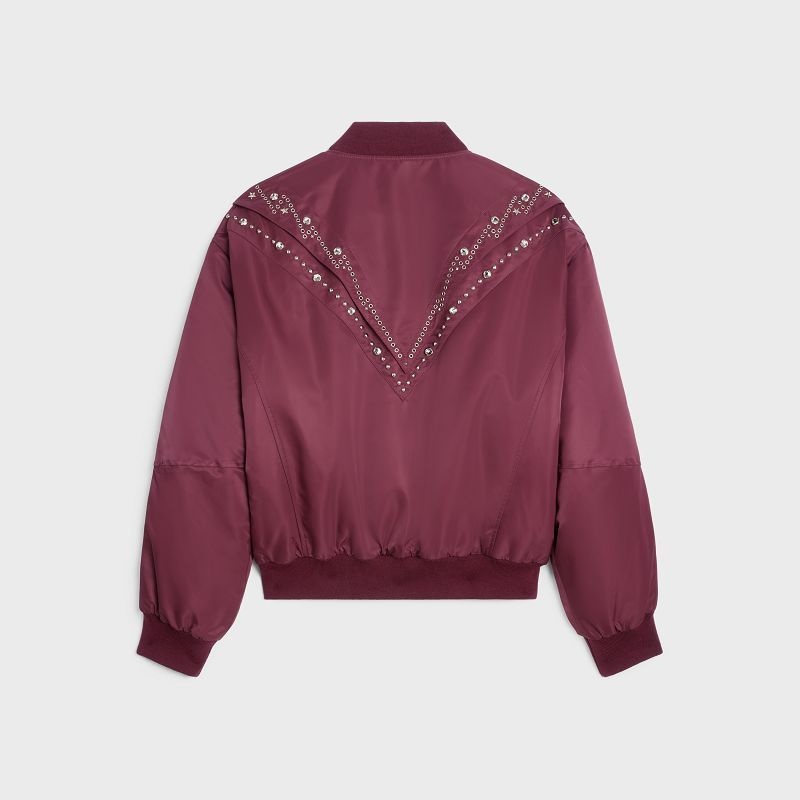 Celine Embroidered Bomber In Naylon Blousons Bordo | CL-591958