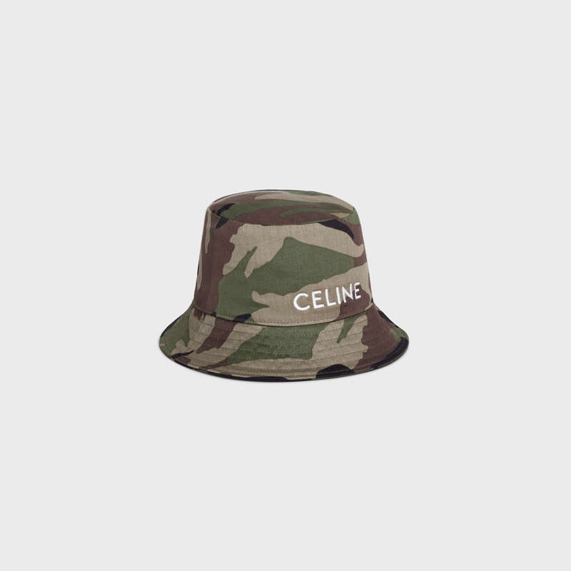 Celine Embroidered Bucket In Camouflage Pamuklu Şapka Camo | CL-591711
