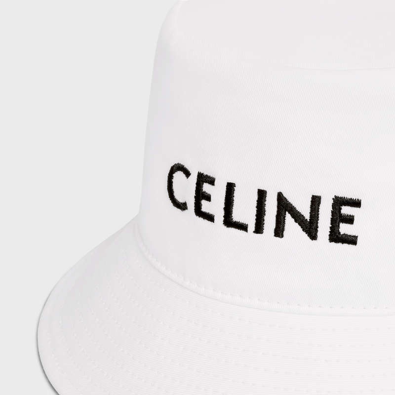 Celine Embroidered Bucket In Pamuklu Gabardine Şapka Beyaz | CL-591712