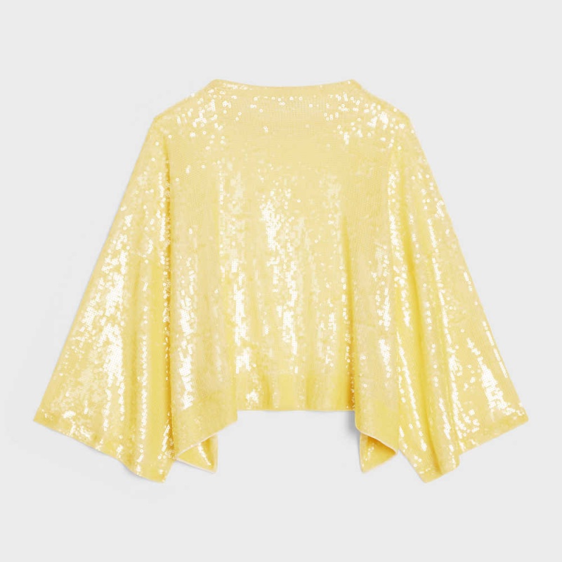 Celine Embroidered Crop In Silk Üstler Açık Sarı | CL-592835