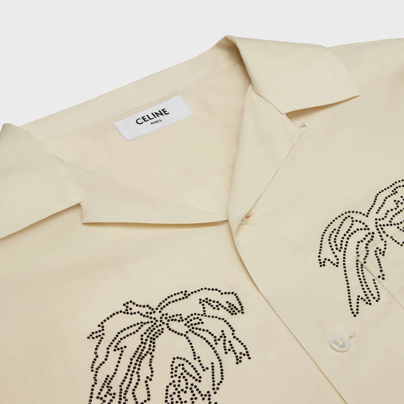 Celine Embroidered Hawaiian In Viscose Gömlek Bej Rengi | CL-592150