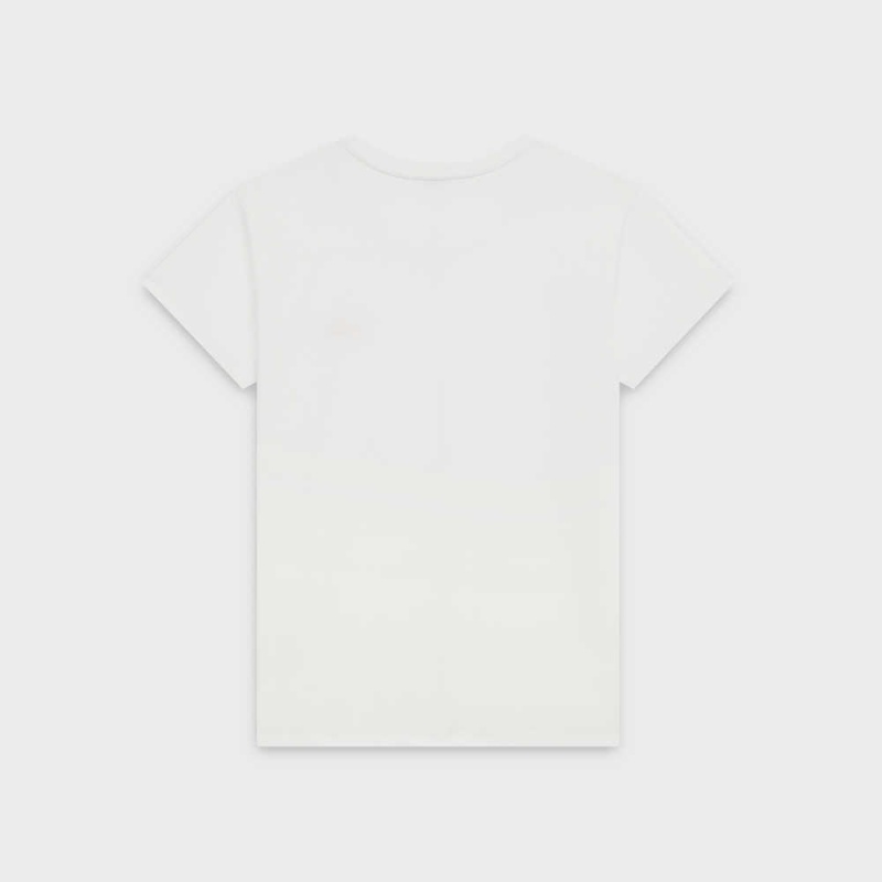 Celine Embroidered In Pamuklu T-shirt Beyaz | CL-592788