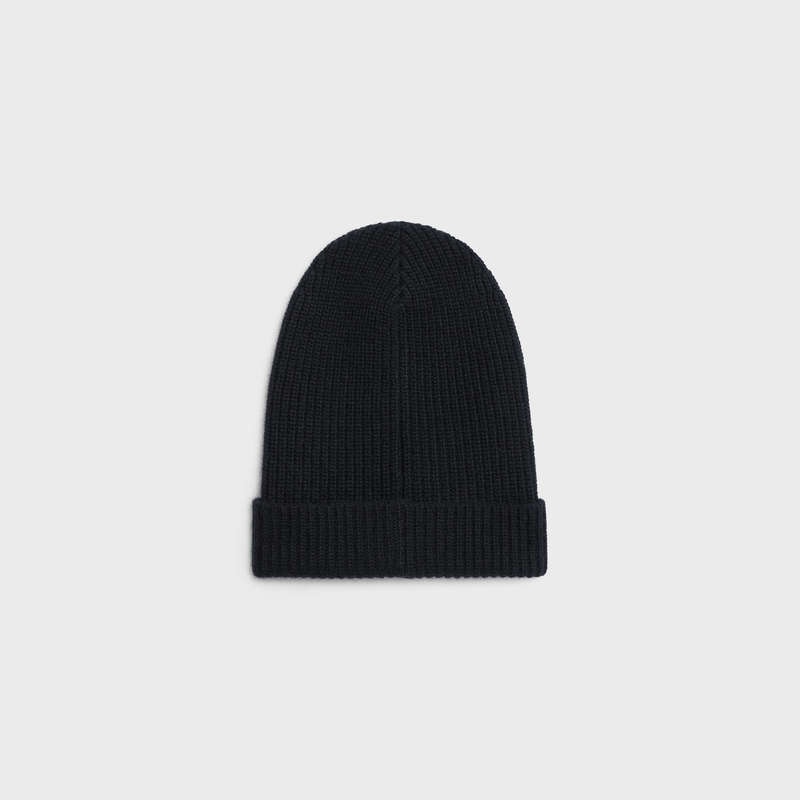 Celine Embroidered Knit Yün Beanie Şapka Siyah | CL-591714