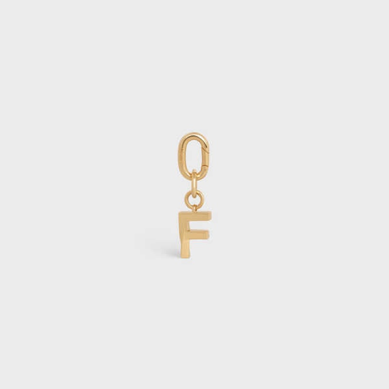 Celine F Charm In Brass Küçük Deri Ürünler Altın | CL-592927