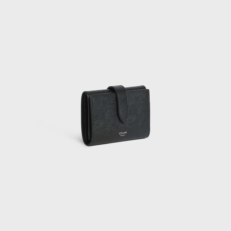 Celine Fine Askılı In Grained Calfskin Cüzdan Siyah | CL-591793