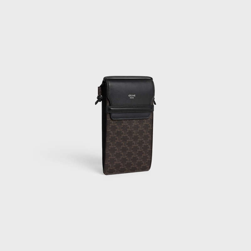 Celine Flap In Triomphe Kanvas And Lambskin Kese Çanta Siyah | CL-591781