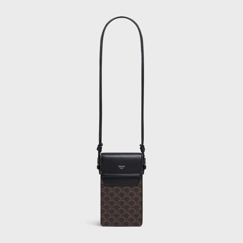 Celine Flap In Triomphe Kanvas And Lambskin Kese Çanta Siyah | CL-591781