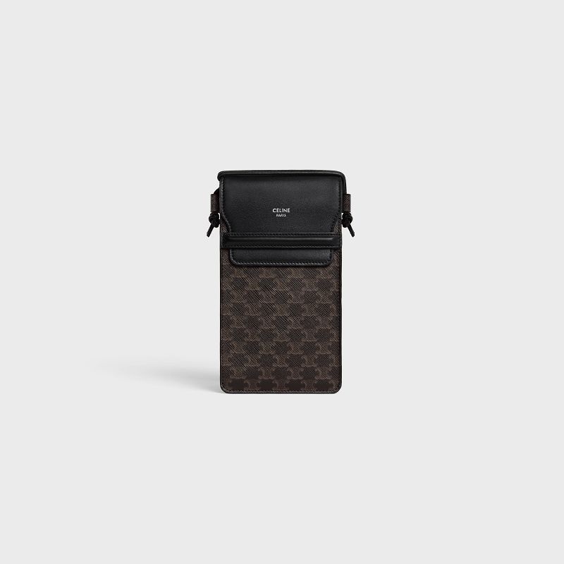 Celine Flap In Triomphe Kanvas And Lambskin Kese Çanta Siyah | CL-591781
