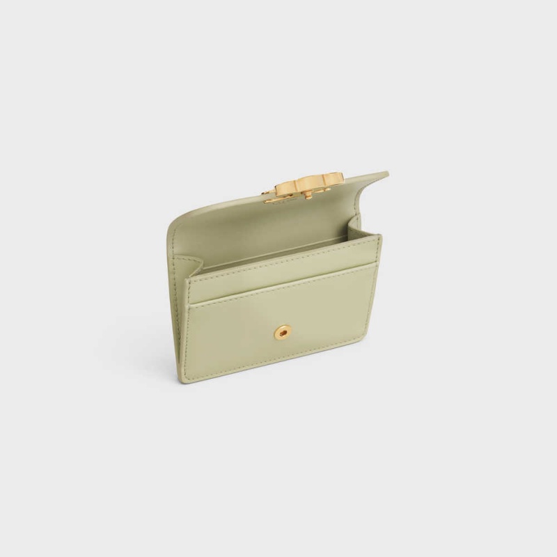Celine Flap Triomphe Shiny Calfskin Kartlık Yeşil | CL-592948