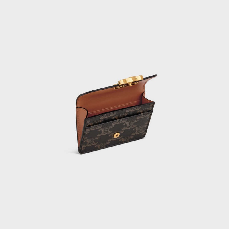 Celine Flap Triomphe Triomphe Kanvas Kartlık Kahverengi | CL-592949