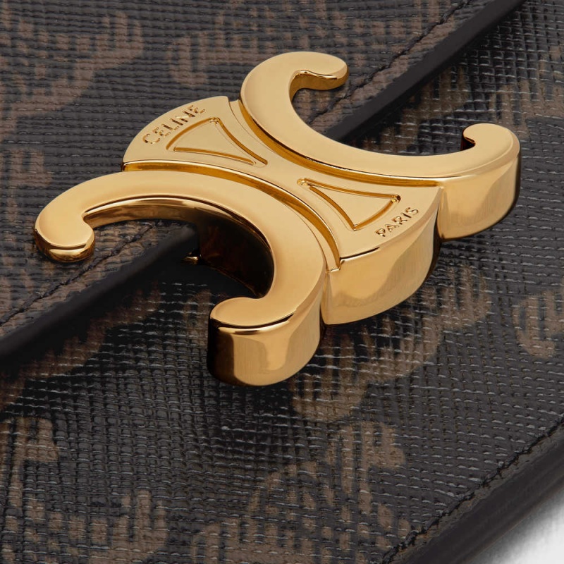 Celine Flap Triomphe Triomphe Kanvas Kartlık Kahverengi | CL-592949