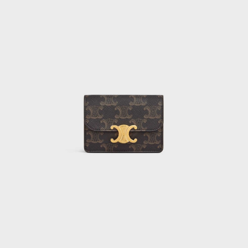 Celine Flap Triomphe Triomphe Kanvas Kartlık Kahverengi | CL-592949
