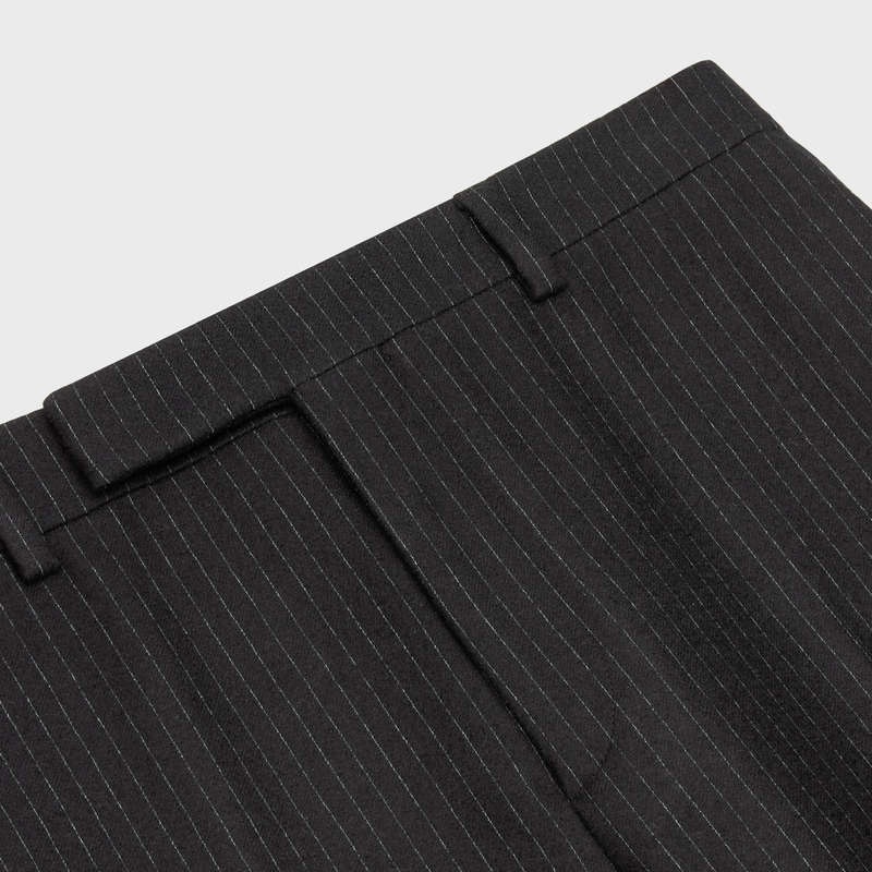 Celine Flared Cropped In Çizgili Flannel Pantolonlar Siyah | CL-592012