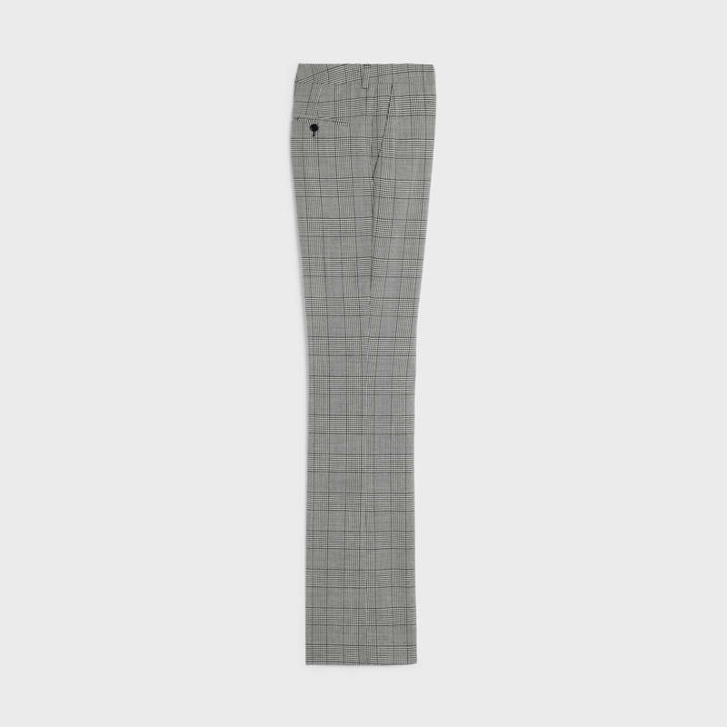 Celine Flared In Checked Yün Pantolonlar Gri | CL-592016