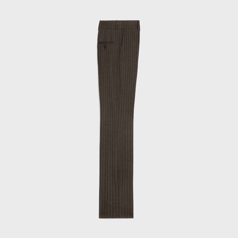 Celine Flared In Çizgili Flannel Pantolonlar Kahverengi | CL-592014