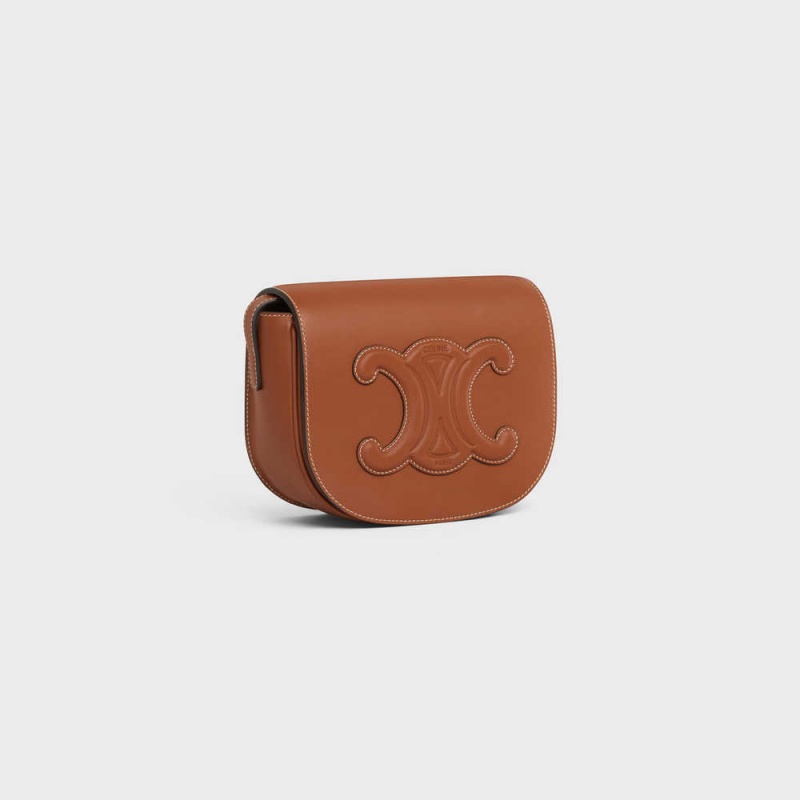 Celine Folco In Smooth Calfskin Cuir Triomphe Kahverengi | CL-593157