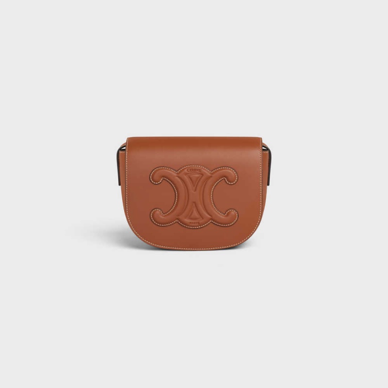 Celine Folco In Smooth Calfskin Cuir Triomphe Kahverengi | CL-593157