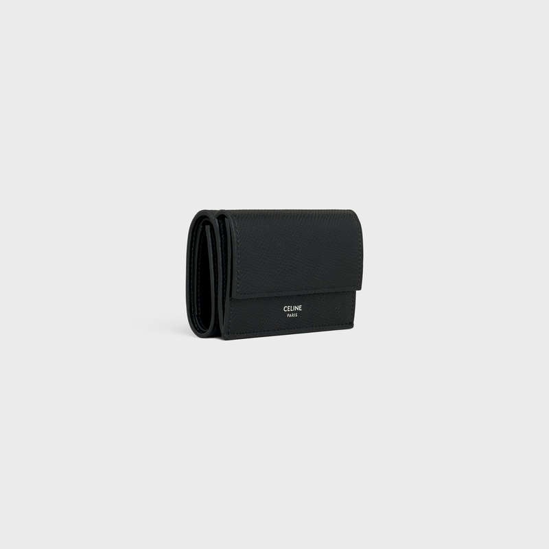 Celine Folded Compact In Grained Calfskin Cüzdan Siyah | CL-591796