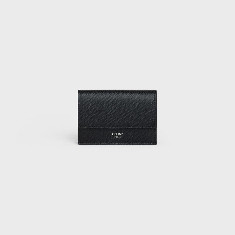 Celine Folded Compact In Grained Calfskin Cüzdan Siyah | CL-591796