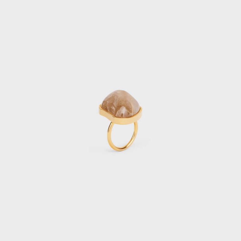 Celine Folk In Brass With Gold Finish And Rutilated Quartz Yüzükler Altın | CL-592191