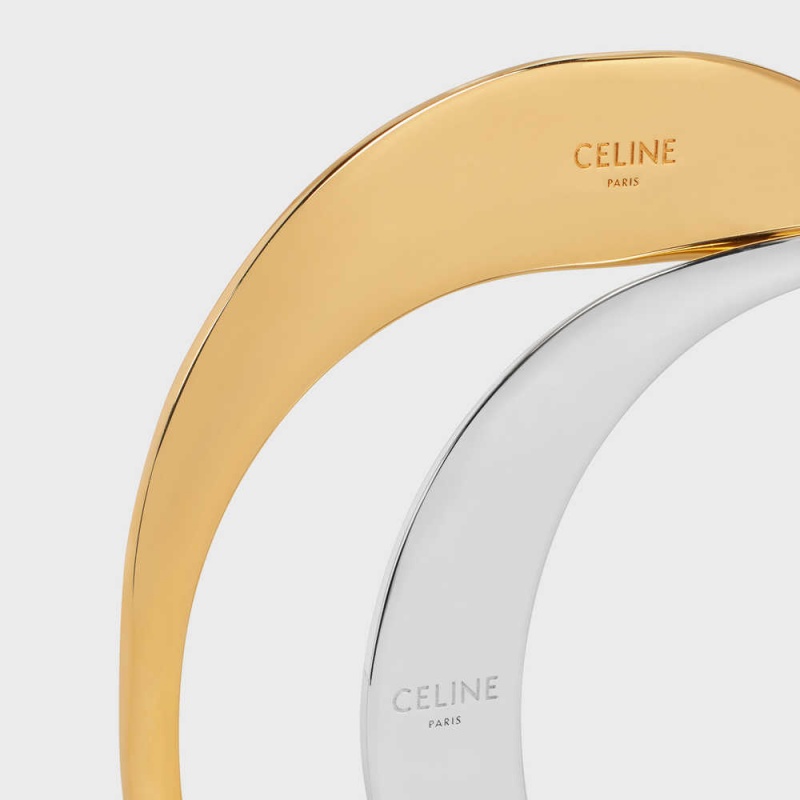 Celine Formes Abstraites Set Of 2 Cuffs In Brass With Gold And Rhodium Finish Bilezik Altın Gümüş | CL-592224