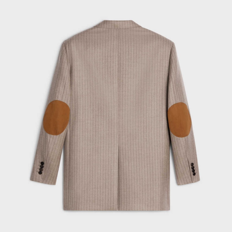 Celine GarçOn With Elbow Patches In Cashmere Flannel Mont Haki | CL-592666