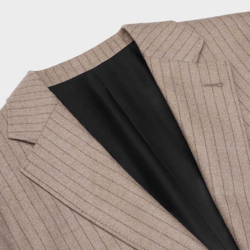 Celine GarçOn With Elbow Patches In Cashmere Flannel Mont Haki | CL-592666