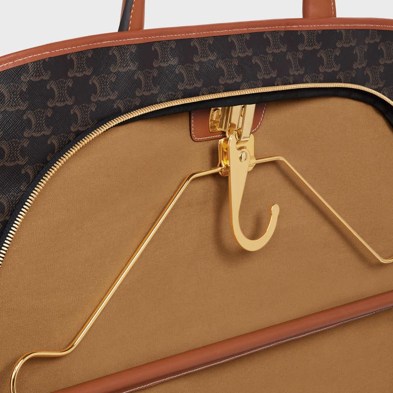 Celine Garment Bag In Triomphe Kanvas And Calfskin İş Çantaları Kahverengi | CL-591825
