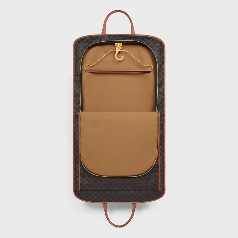 Celine Garment Bag In Triomphe Kanvas And Calfskin İş Çantaları Kahverengi | CL-591825