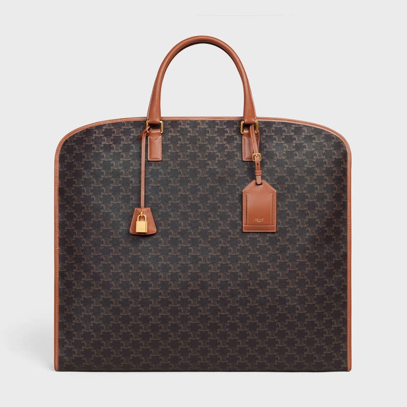 Celine Garment Bag In Triomphe Kanvas And Calfskin İş Çantaları Kahverengi | CL-591825