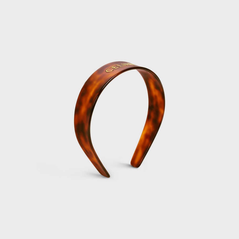 Celine Headband In Blond Havana Acetate And Brass With Gold Finish Saç aksesuarları Altın | CL-592337