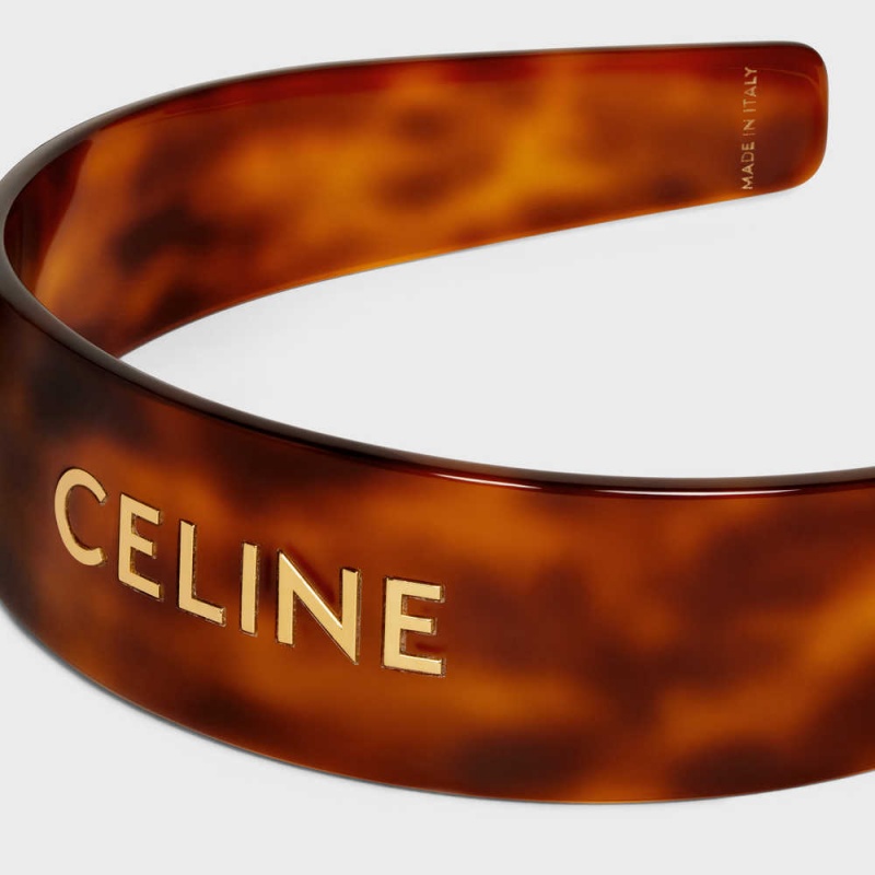 Celine Headband In Blond Havana Acetate And Brass With Gold Finish Saç aksesuarları Altın | CL-592337