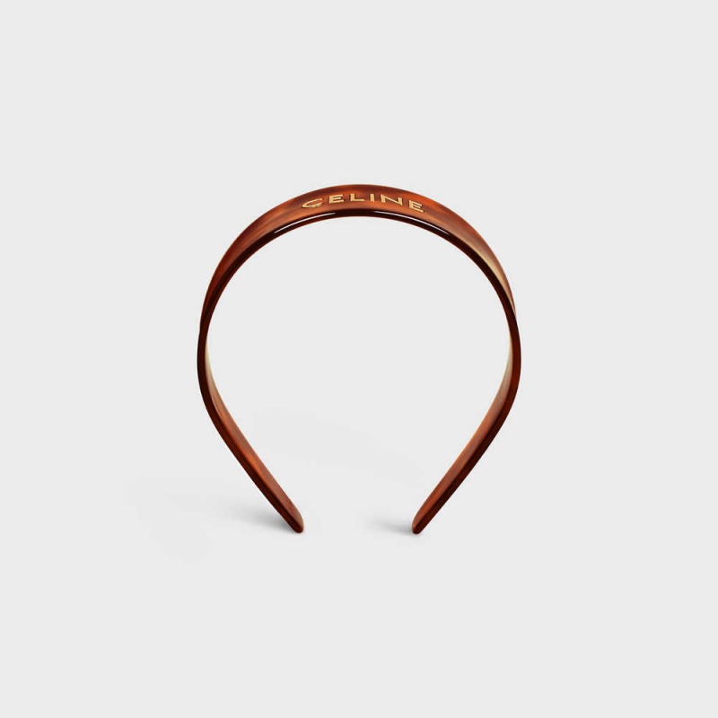 Celine Headband In Blond Havana Acetate And Brass With Gold Finish Saç aksesuarları Altın | CL-592337