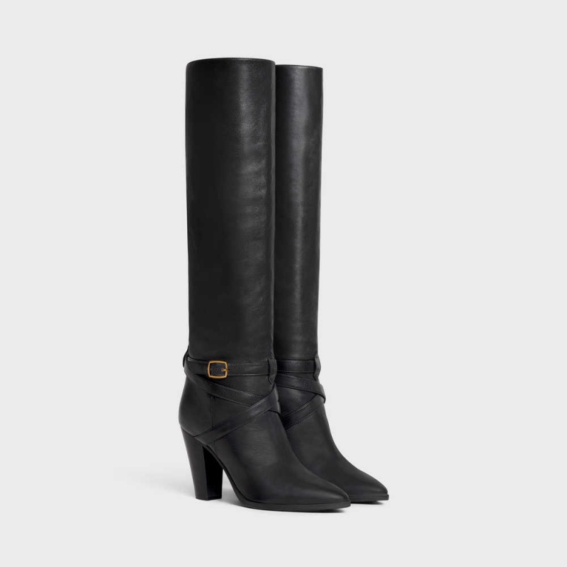 Celine High Slouchy Tokalı Wiltern In Calfskin Bot Siyah | CL-592517