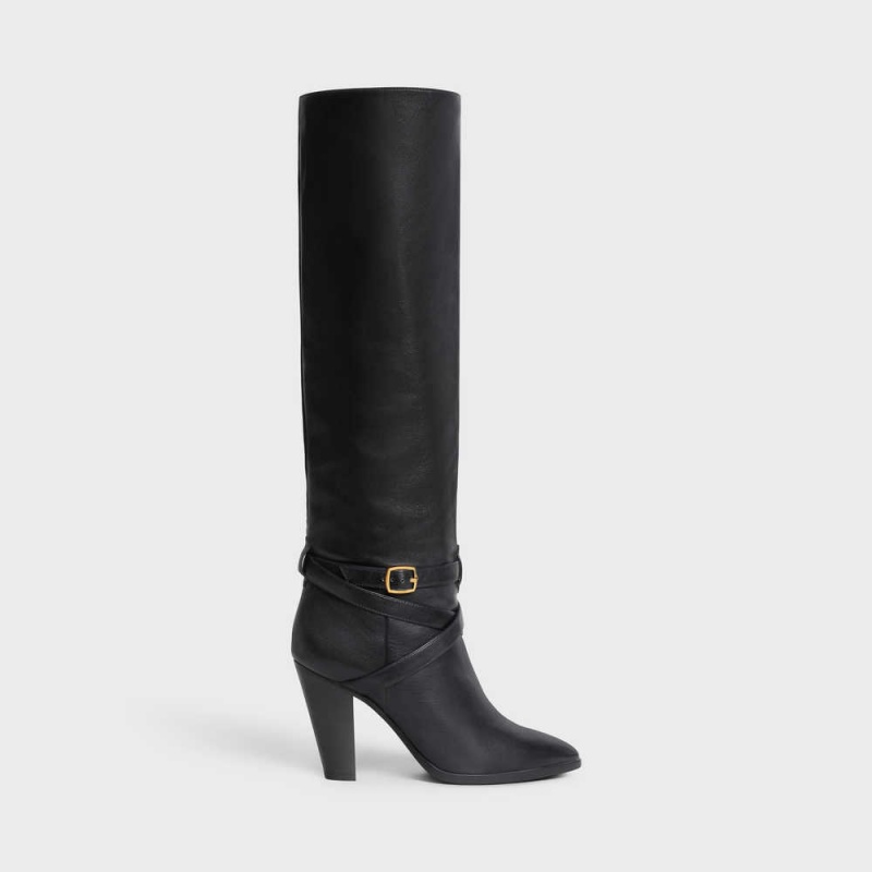 Celine High Slouchy Tokalı Wiltern In Calfskin Bot Siyah | CL-592517