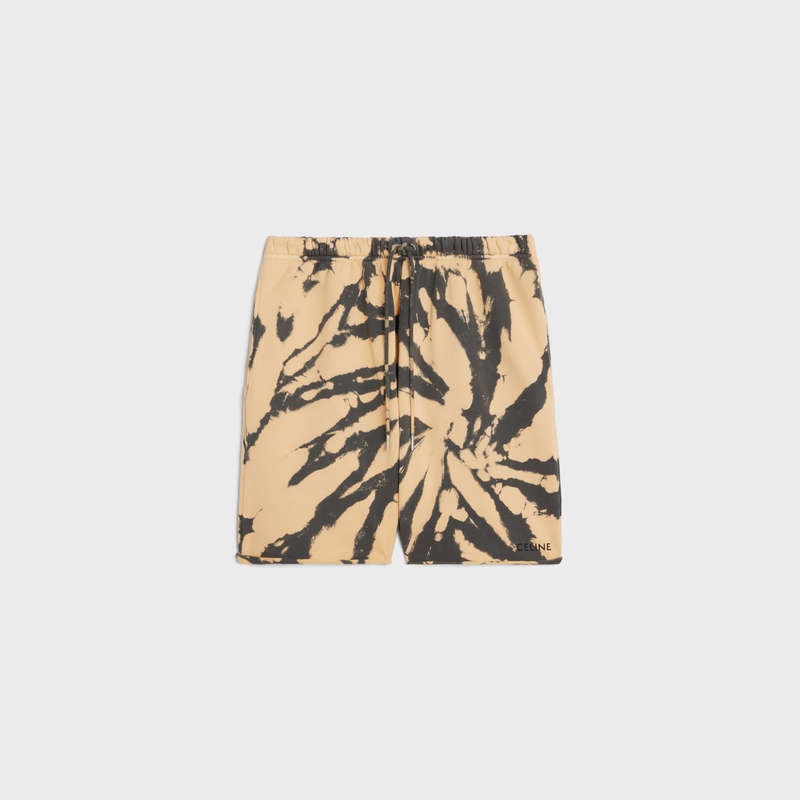 Celine In Tie-dye Pamuklu Fleece Şort Gri Bej Rengi Siyah | CL-592079