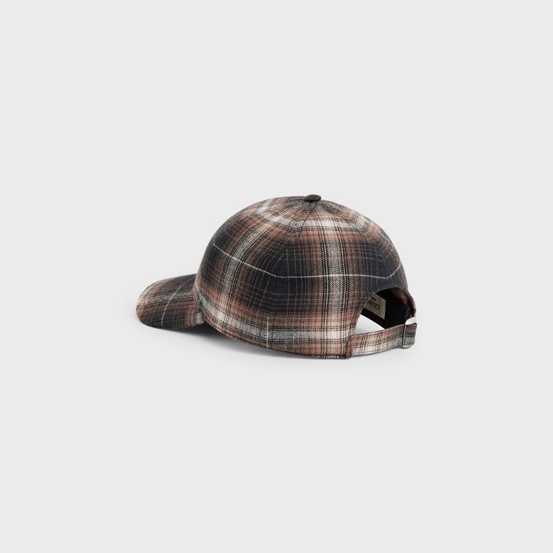Celine Initial In Checked Pamuklu Şapka Kahverengi | CL-591699