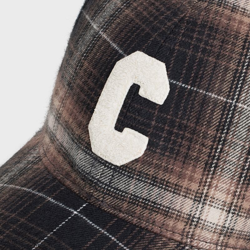Celine Initial In Checked Pamuklu Şapka Kahverengi | CL-591699